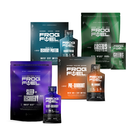 The Founder's Stack: Power Protein, Ultra Pre-Workout, Performance Greens + Protein, and Reset: Sleep + Recovery